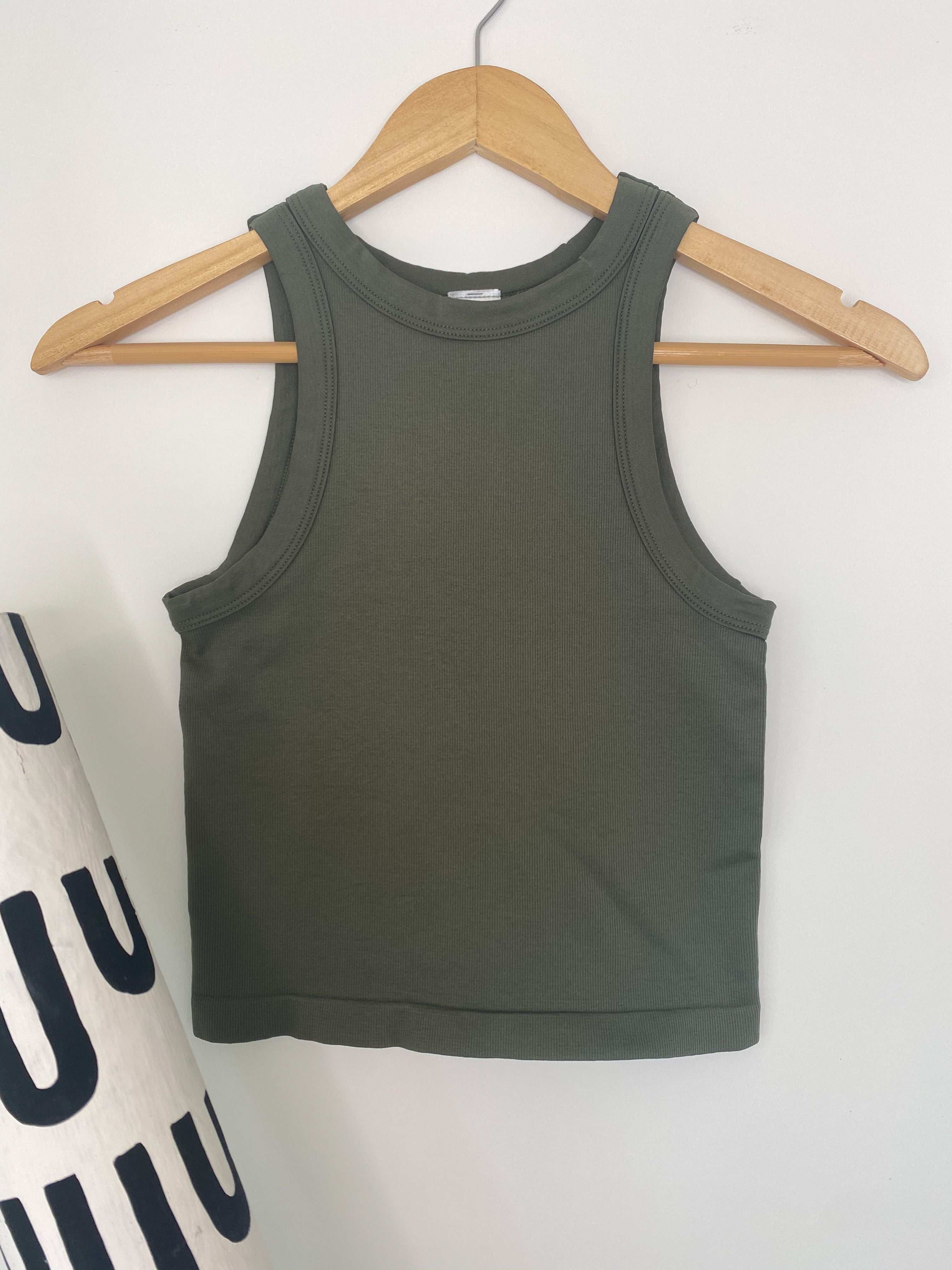 Olive Racer Ribbed Tank